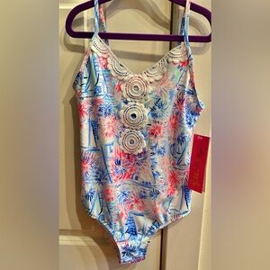 Lilly Pulitzer Girls UPF 50+ Danica Swimsuit in Sea to Shining Sea